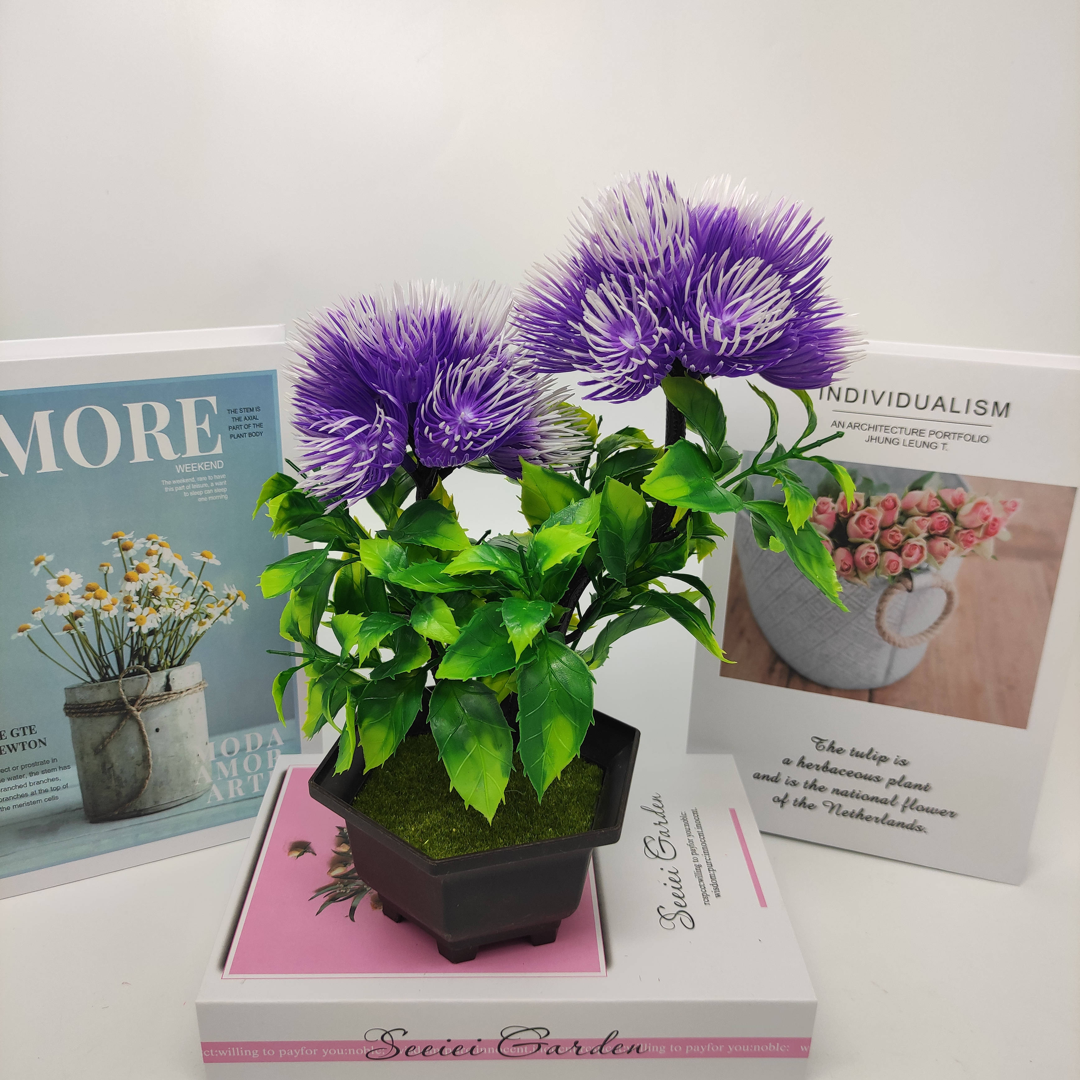 Mini artificial bonsai flowers, small potted plants, factory direct sales of artificial flower plants details Picture