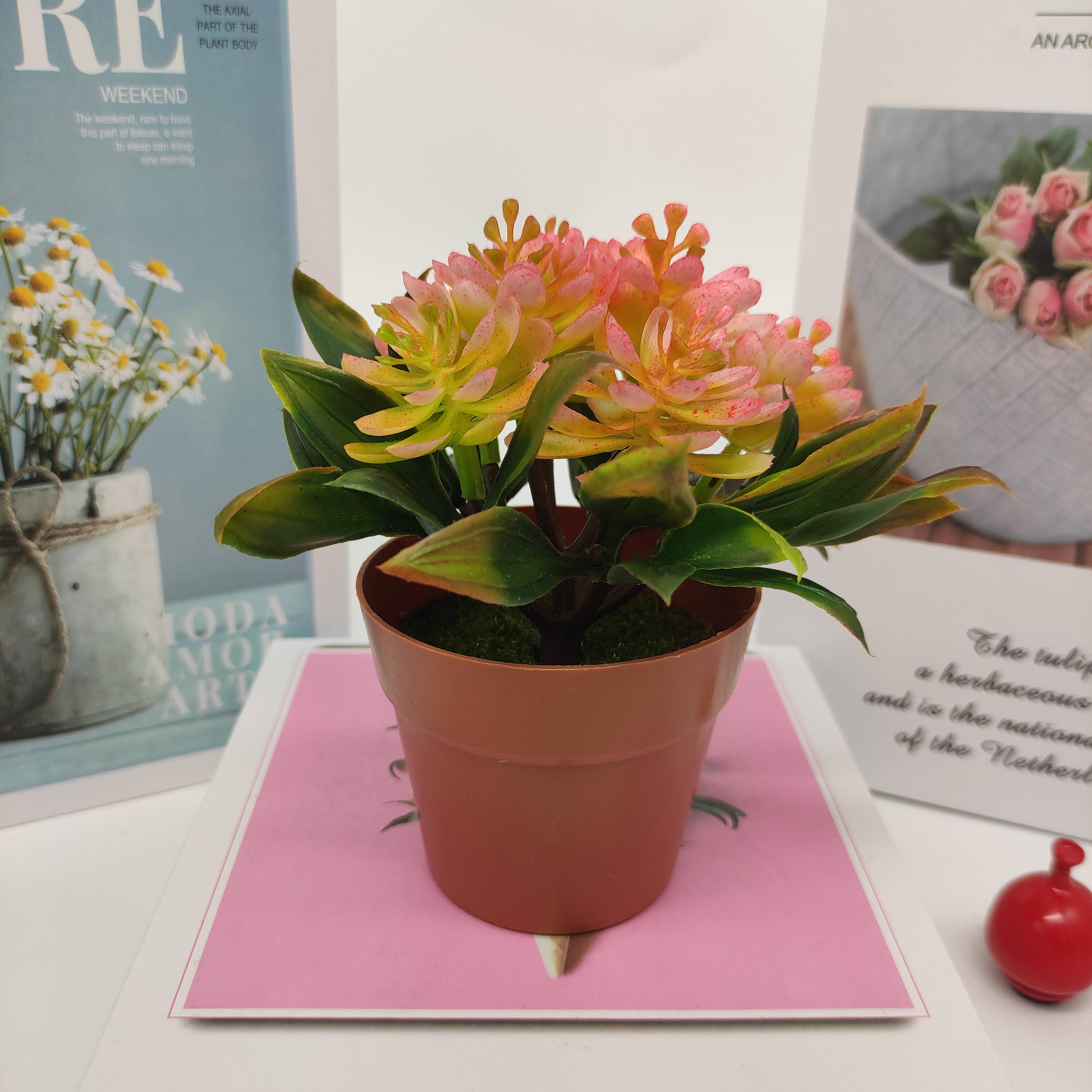 Mini artificial bonsai flowers, small potted plants, factory direct sales of artificial flower plants details Picture