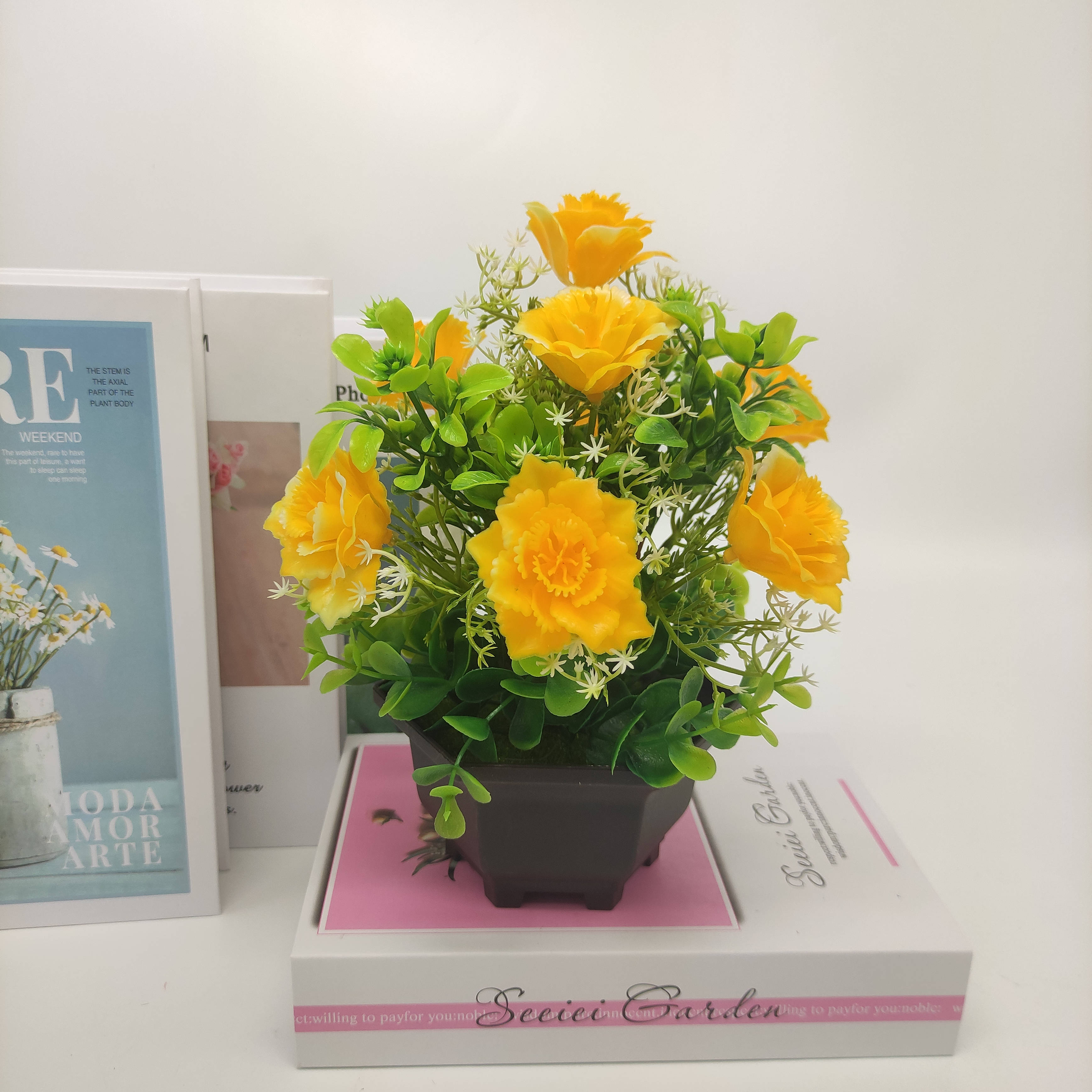 Mini artificial bonsai flowers, small potted plants, factory direct sales of artificial flower plants