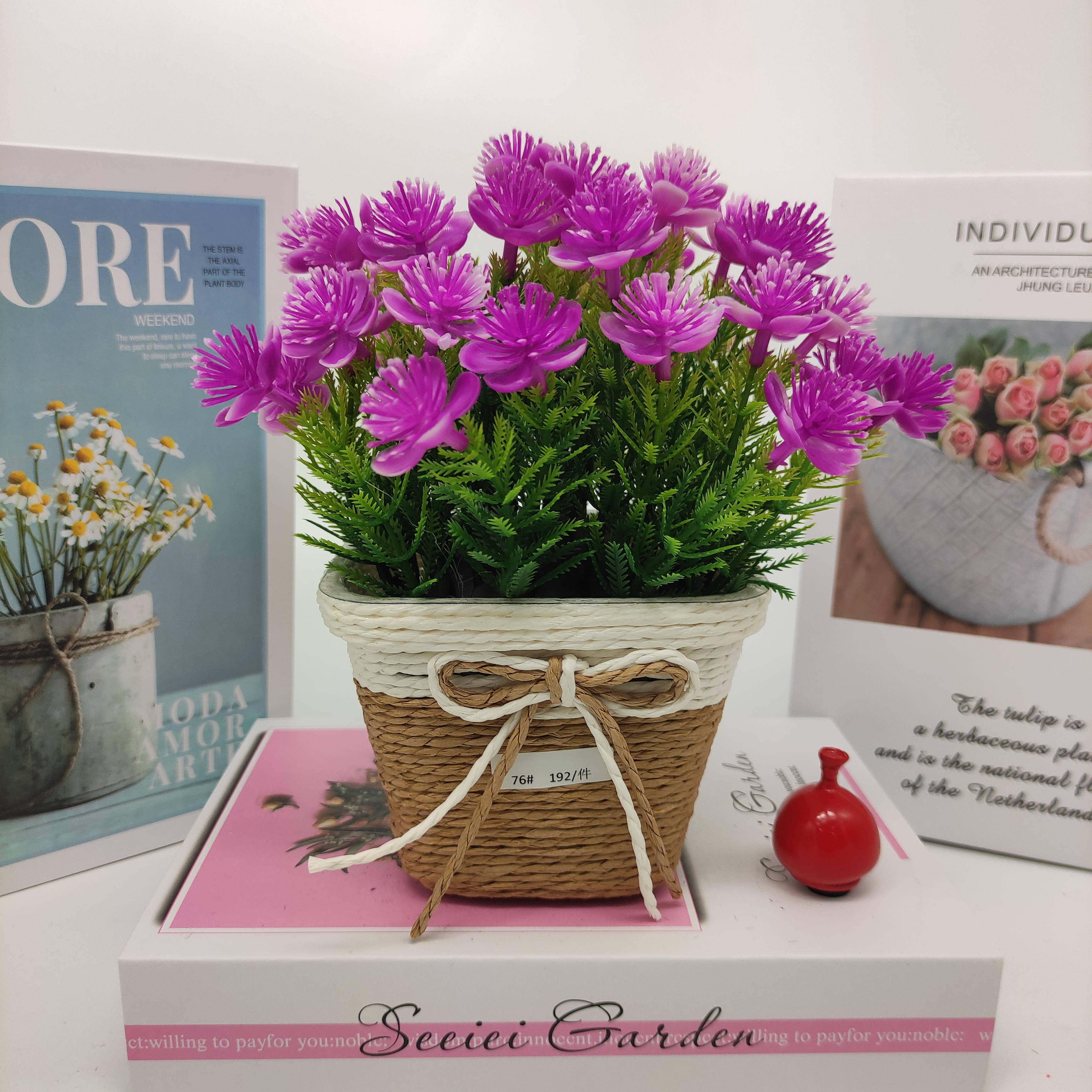 Mini artificial bonsai flowers, small potted plants, factory direct sales of artificial flower plants Specification image