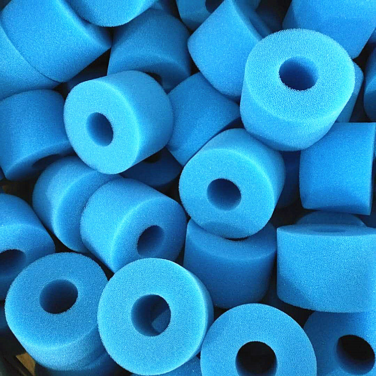 Wholesale cylindrical filter sponge tubes in stock, swimming pool filtration, blue sponge sleeve filter core, custom-made cylindrical sponge details Picture