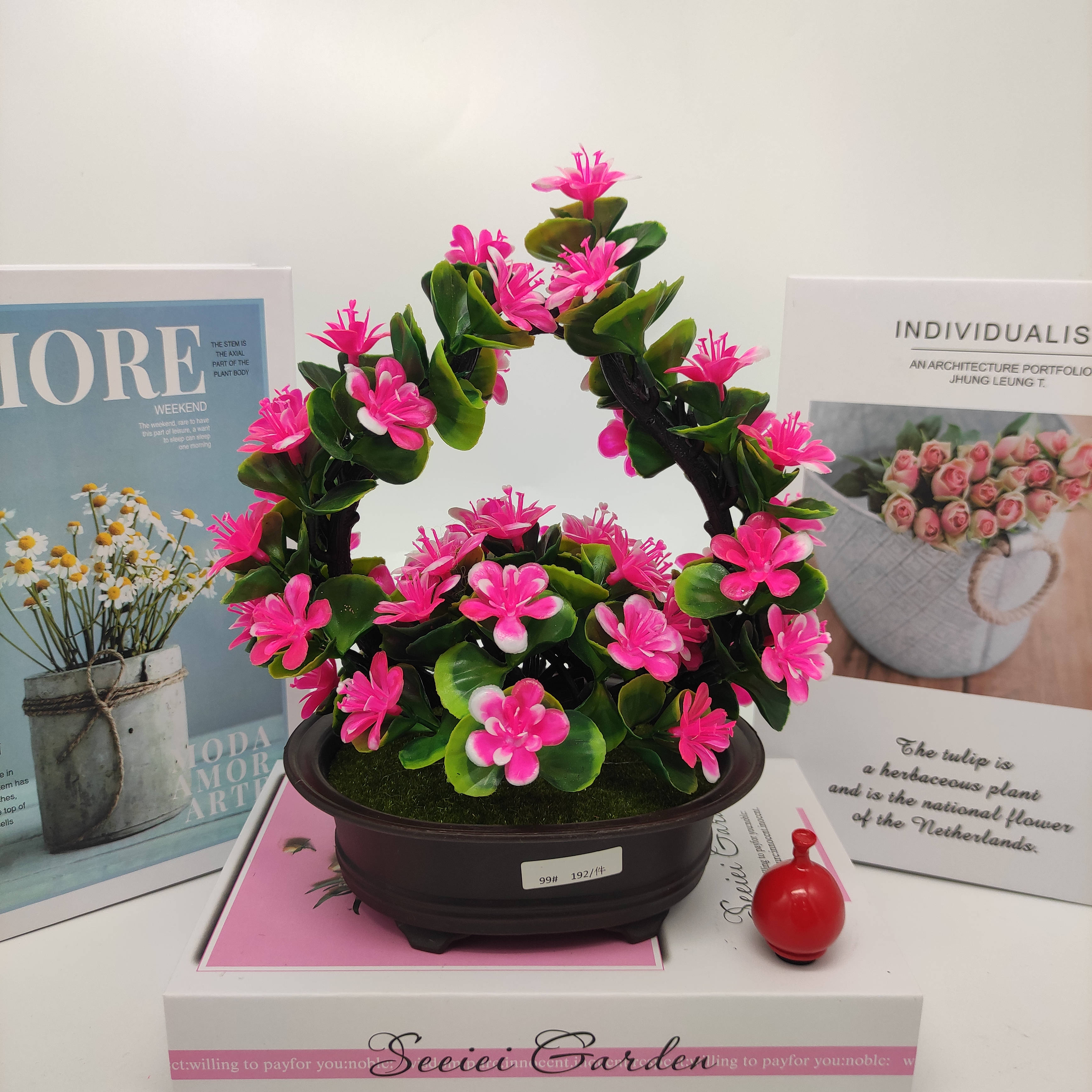 Mini artificial bonsai flowers, small potted plants, factory direct sales of artificial flower plants