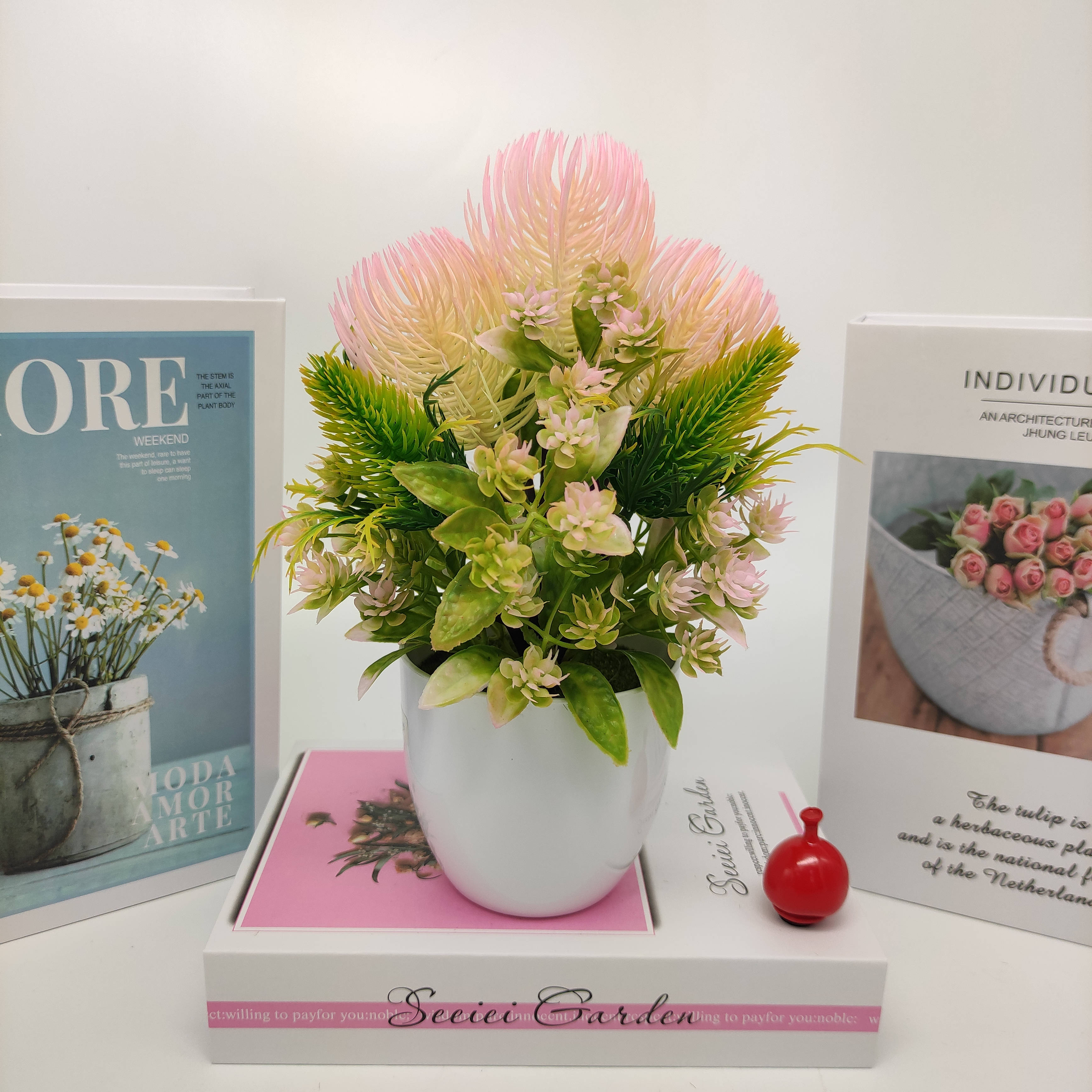 Mini artificial bonsai flowers, small potted plants, factory direct sales of artificial flower plants Specification image