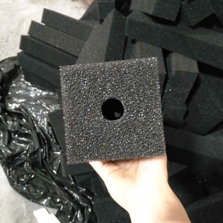 Wholesale and customization of deep black sponge products, buffer fixation, irregular-shaped packaging sponge, large round rods from the manufacturer Specification drawing