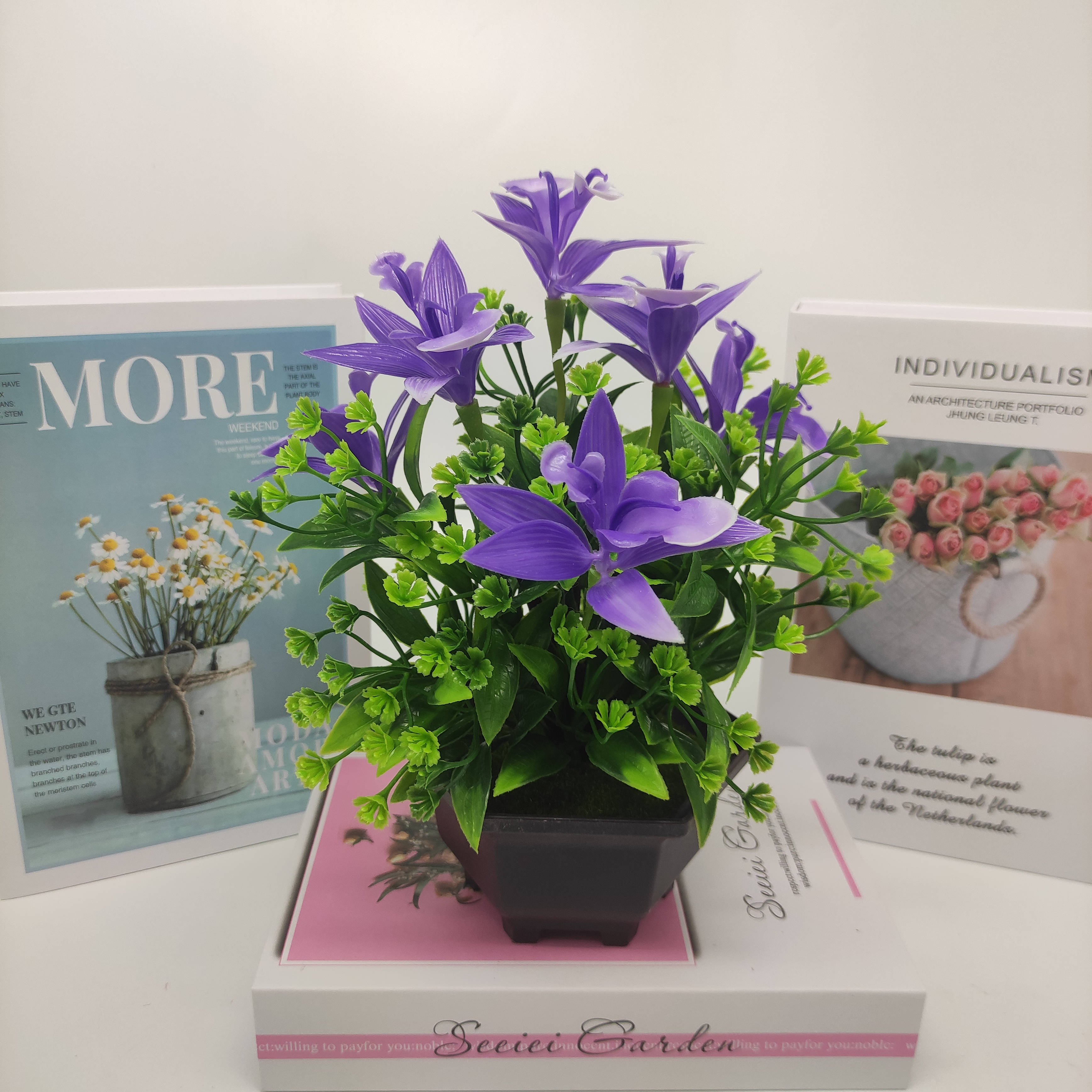 Mini artificial bonsai flowers, small potted plants, factory direct sales of artificial flower plants Application Scenario