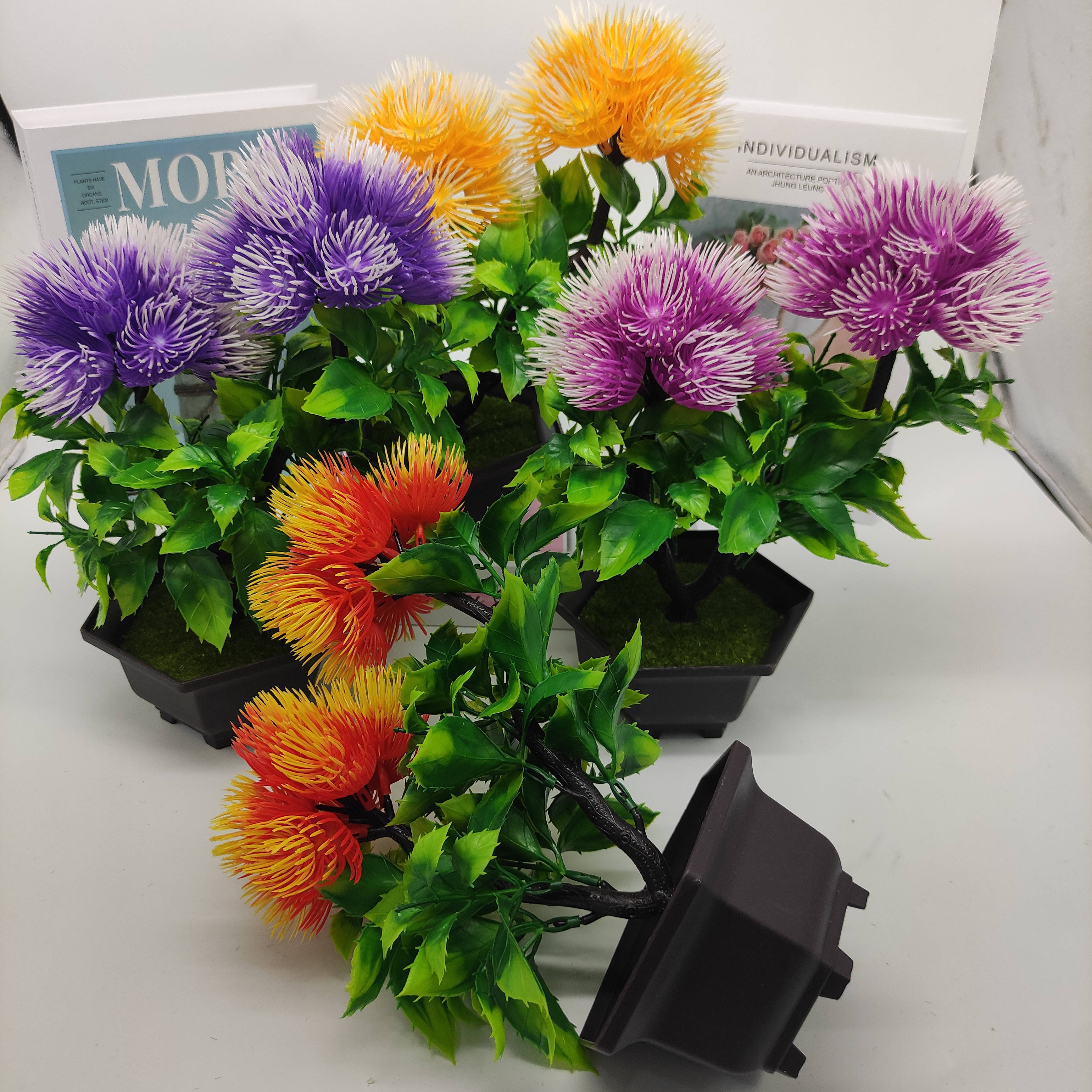 Mini artificial bonsai flowers, small potted plants, factory direct sales of artificial flower plants Item Picture