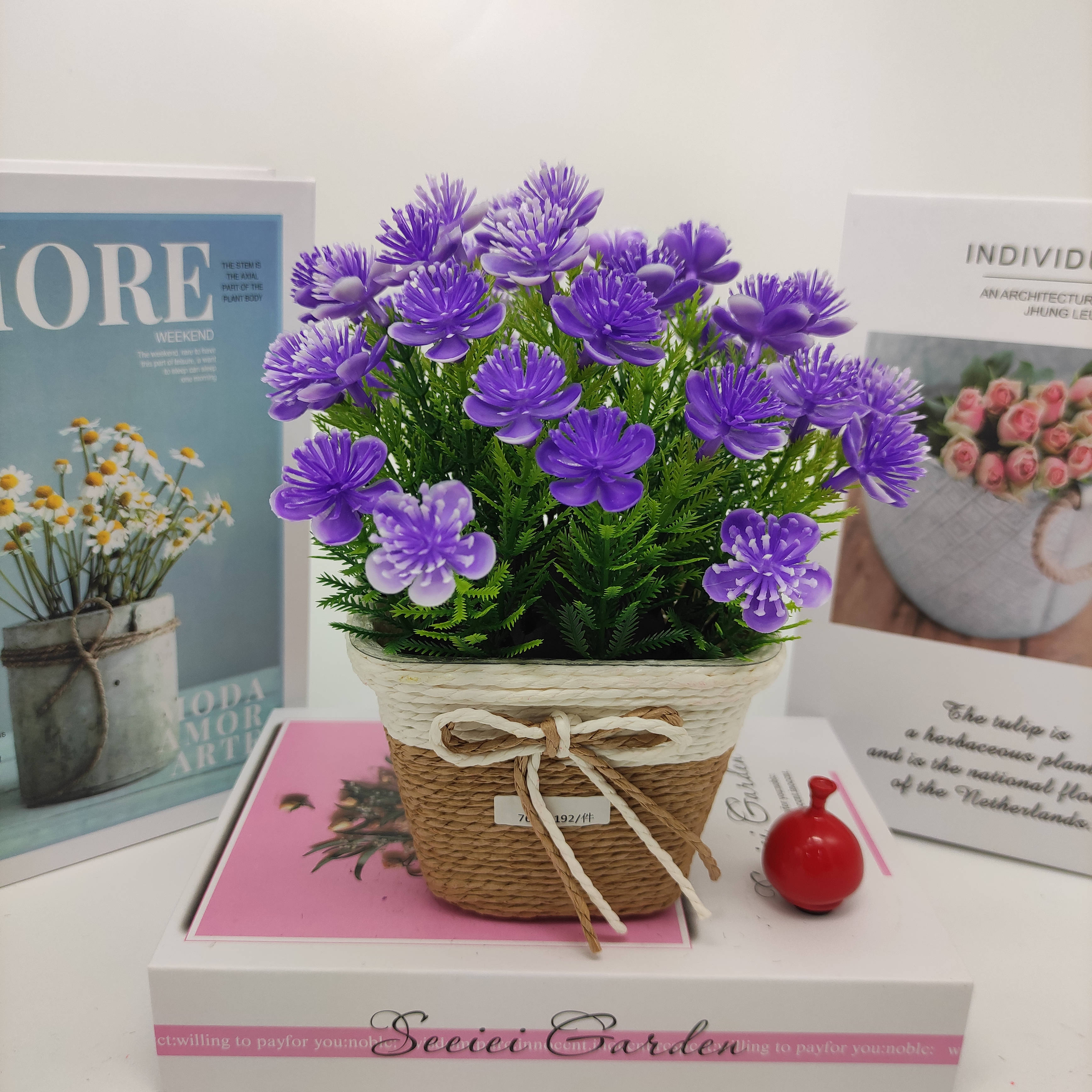 Mini artificial bonsai flowers, small potted plants, factory direct sales of artificial flower plants
