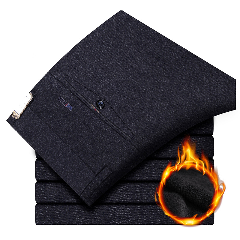 Autumn and winter middle-aged men's pants casual pants with fleece and thick middle-aged men's pants baggy pants for the elderly dad pants