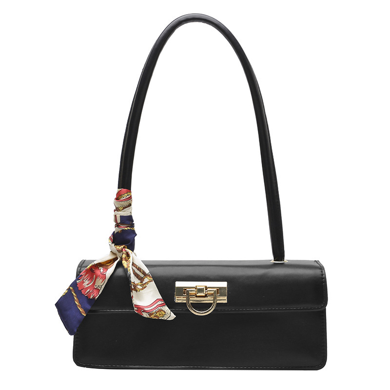 Bag Girl's 2021 autumn new trendy trendy silk scarf single-shoulder armpit bag, simple and stylish hand-carried baguette bag Item Picture