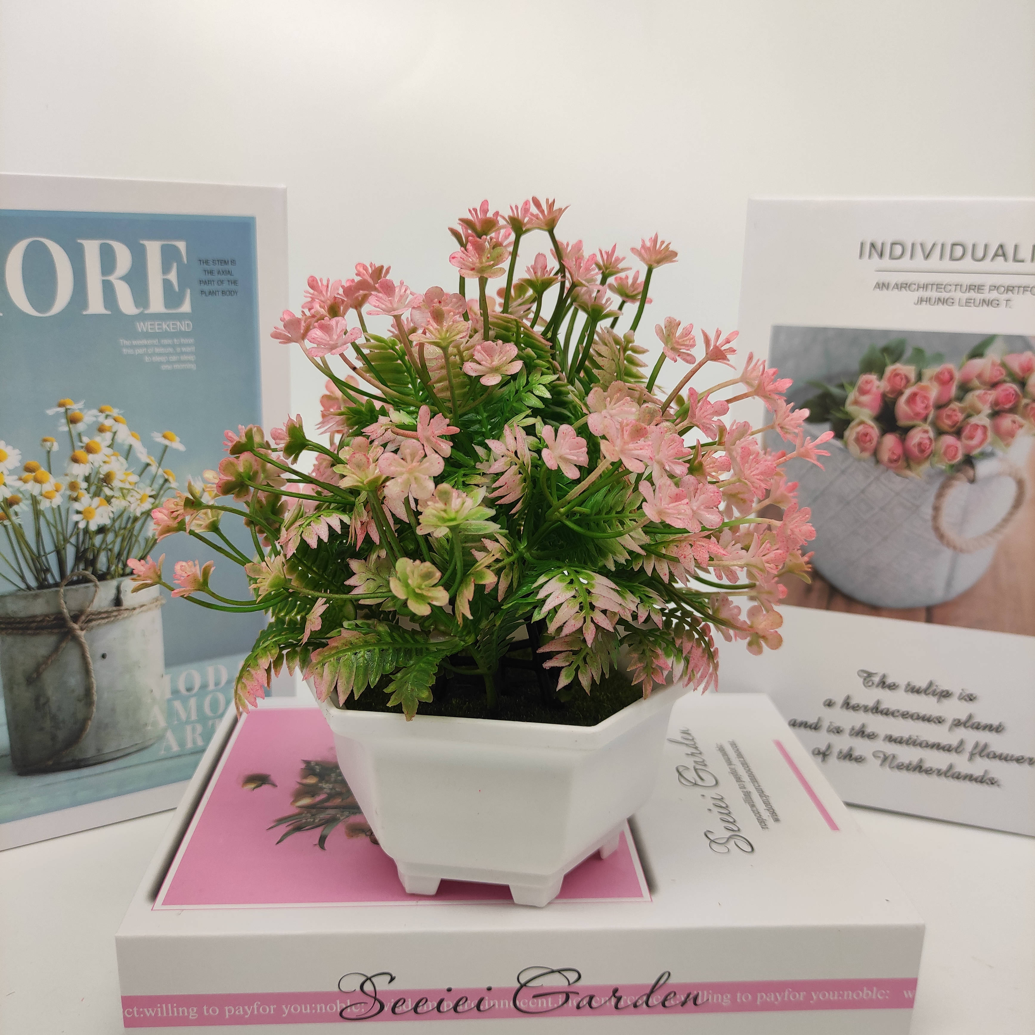 Mini artificial bonsai flowers, small potted plants, factory direct sales of artificial flower plants