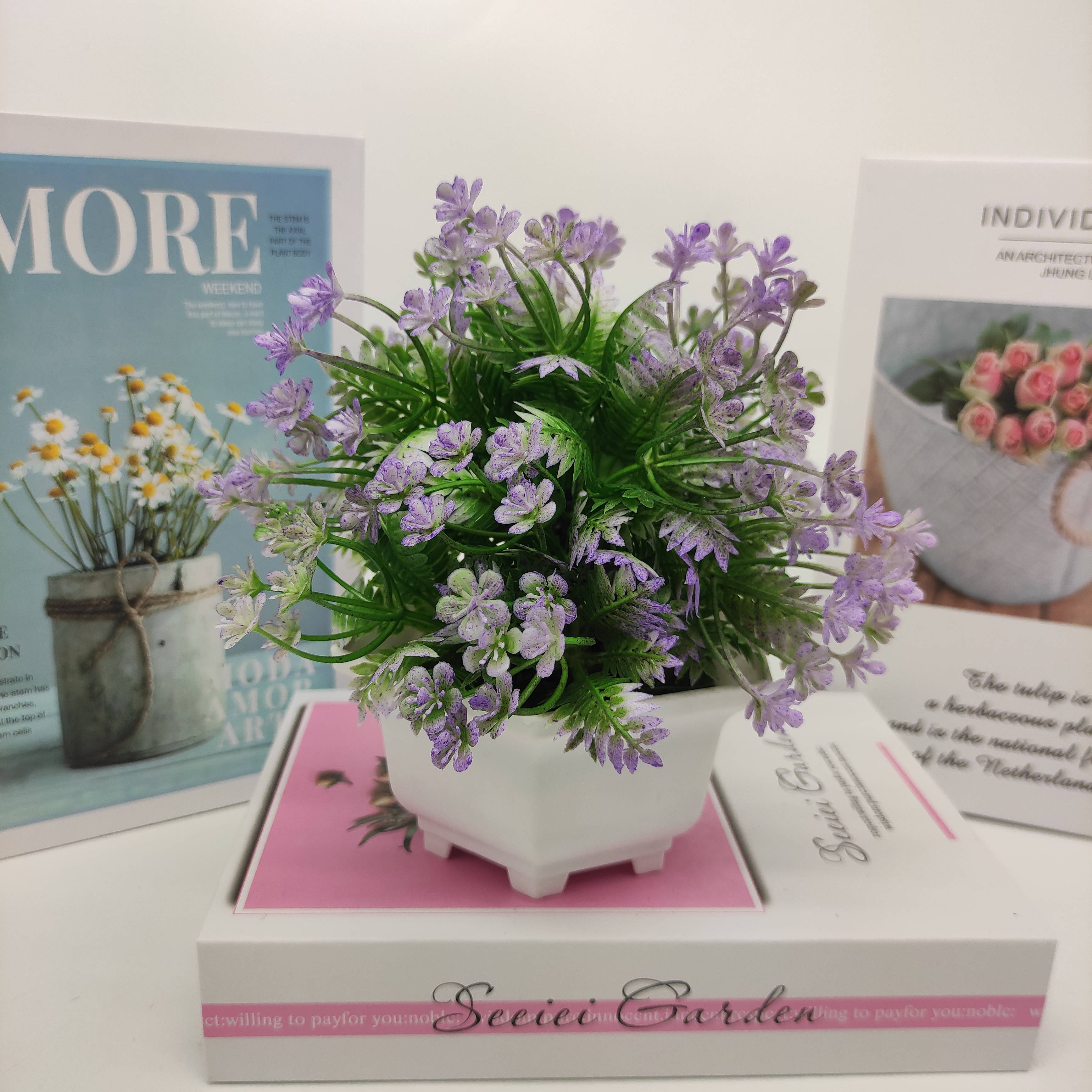 Mini artificial bonsai flowers, small potted plants, factory direct sales of artificial flower plants details Picture