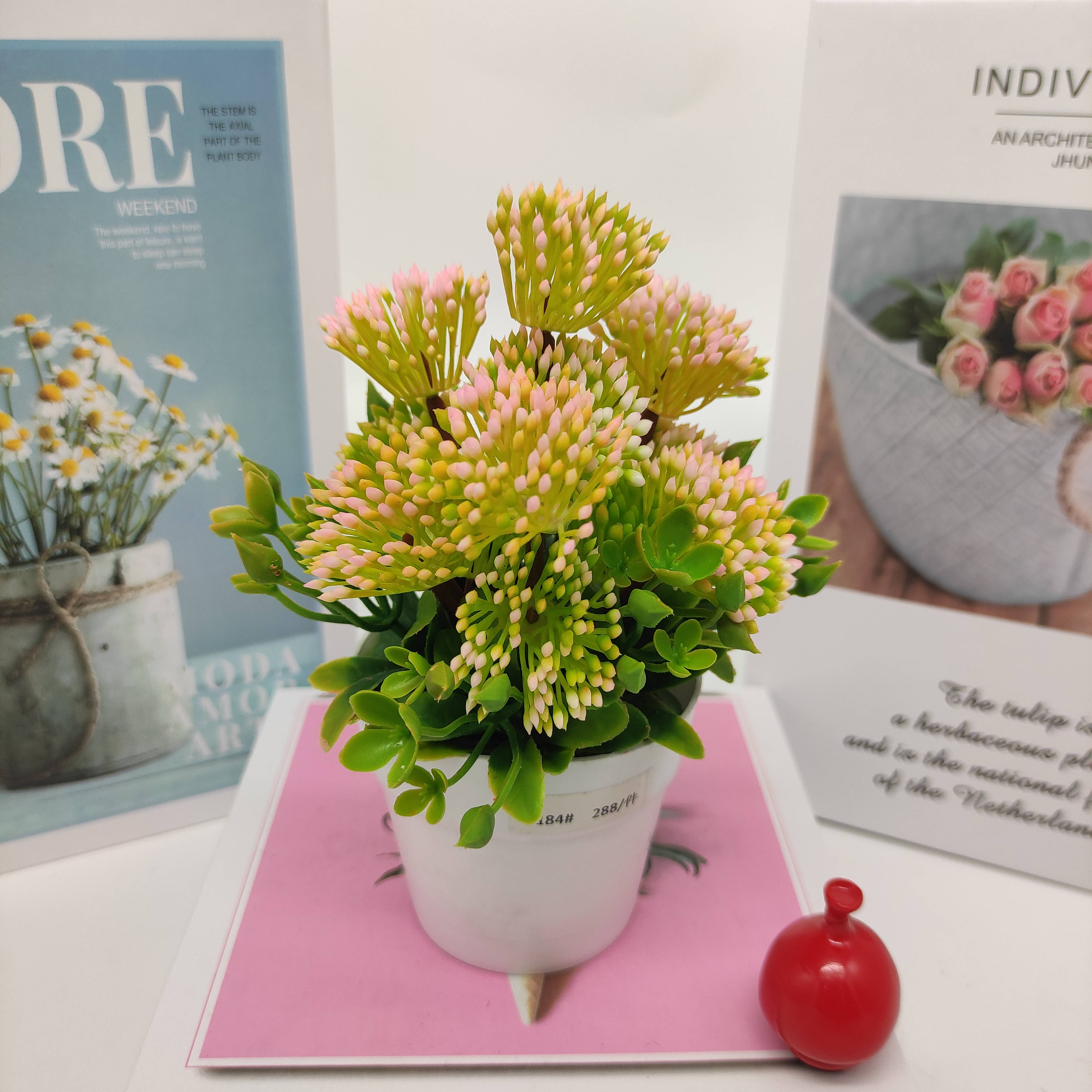 Mini artificial bonsai flowers, small potted plants, factory direct sales of artificial flower plants Specification image