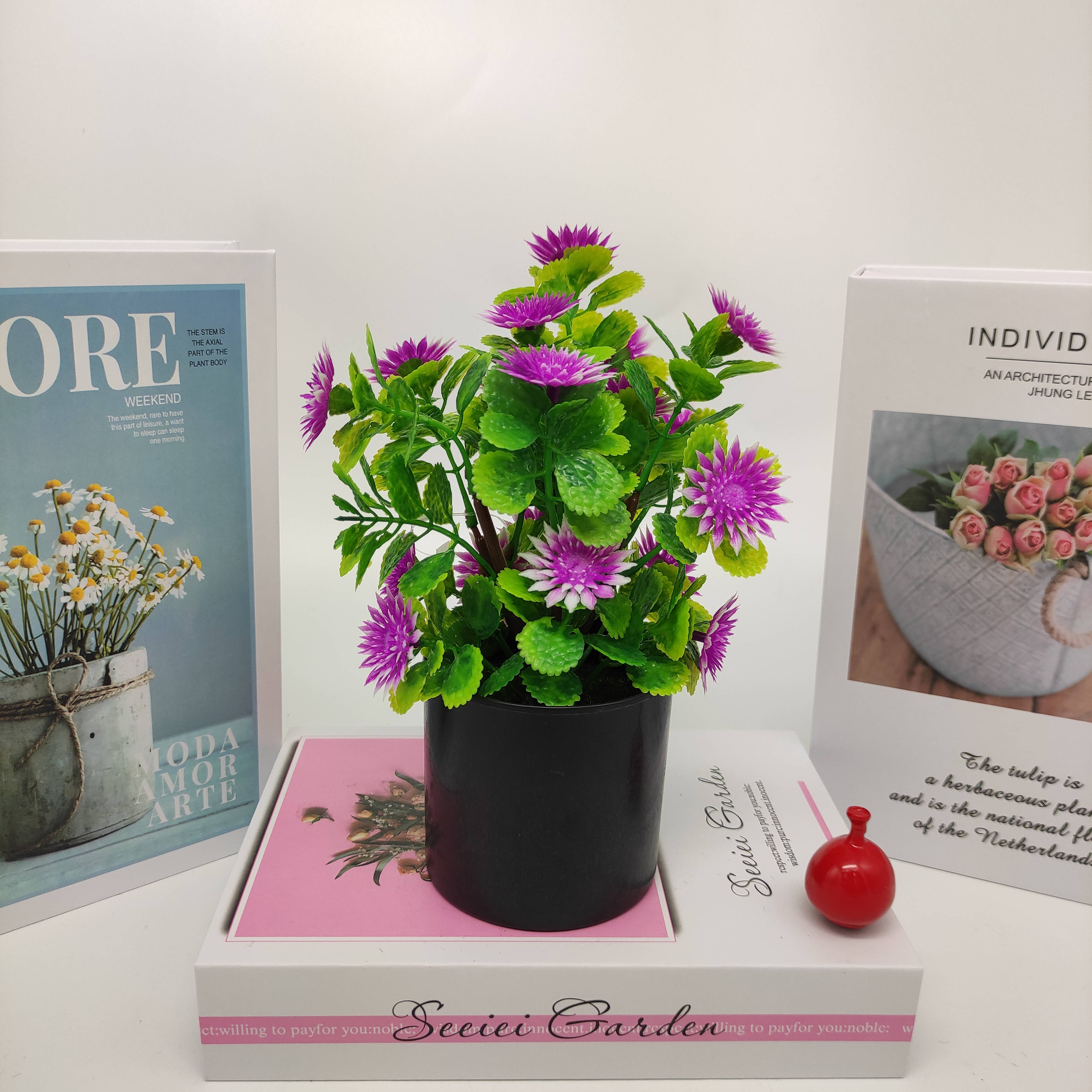 Mini artificial bonsai flowers, small potted plants, factory direct sales of artificial flower plants Specification image
