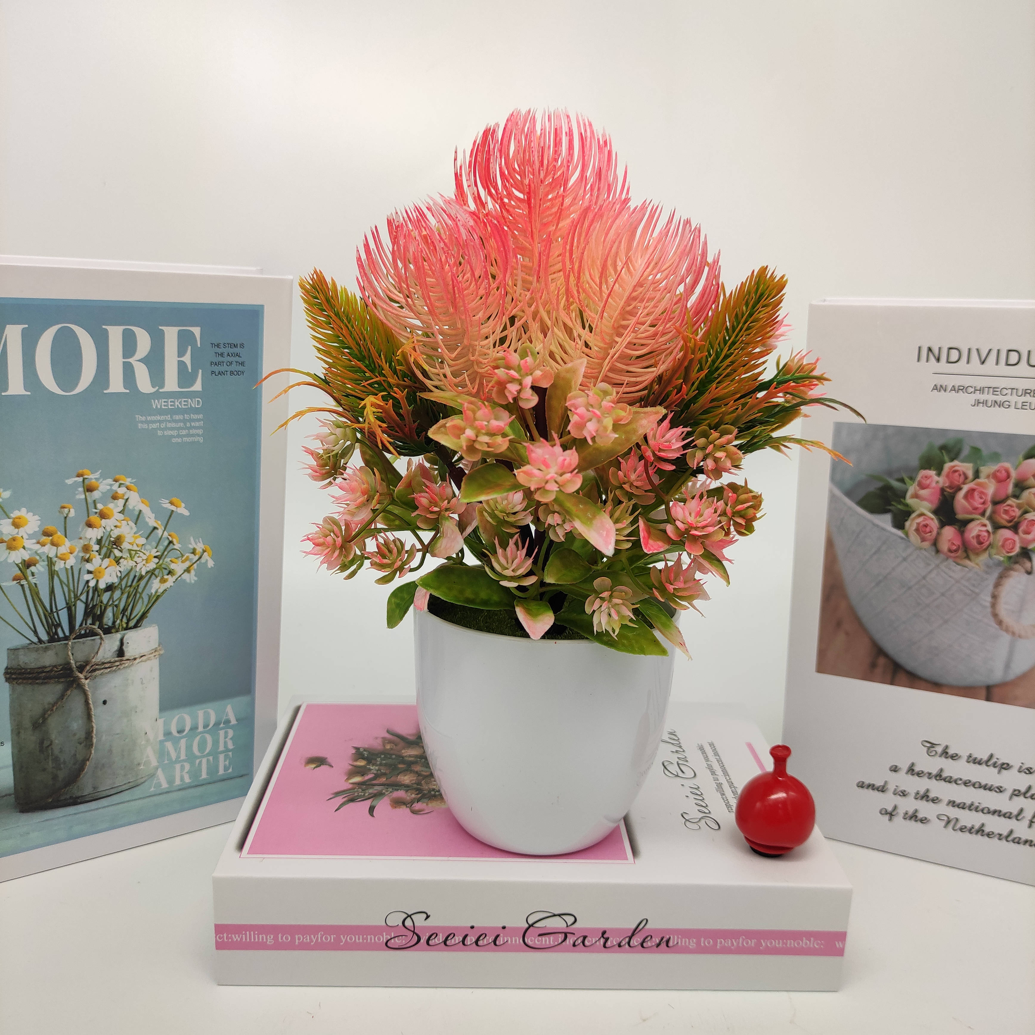 Mini artificial bonsai flowers, small potted plants, factory direct sales of artificial flower plants