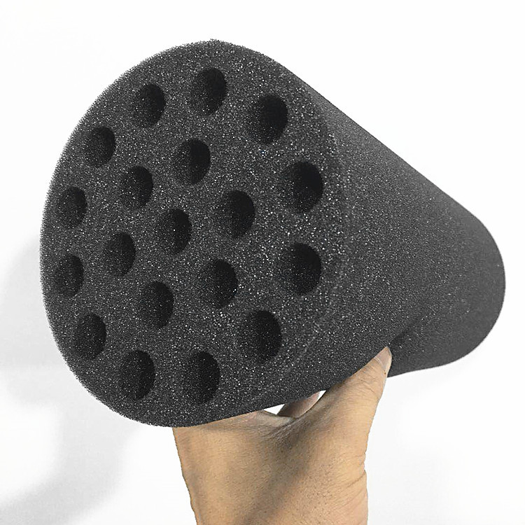 Wholesale and customization of deep black sponge products, buffer fixation, irregular-shaped packaging sponge, large round rods from the manufacturer full figure