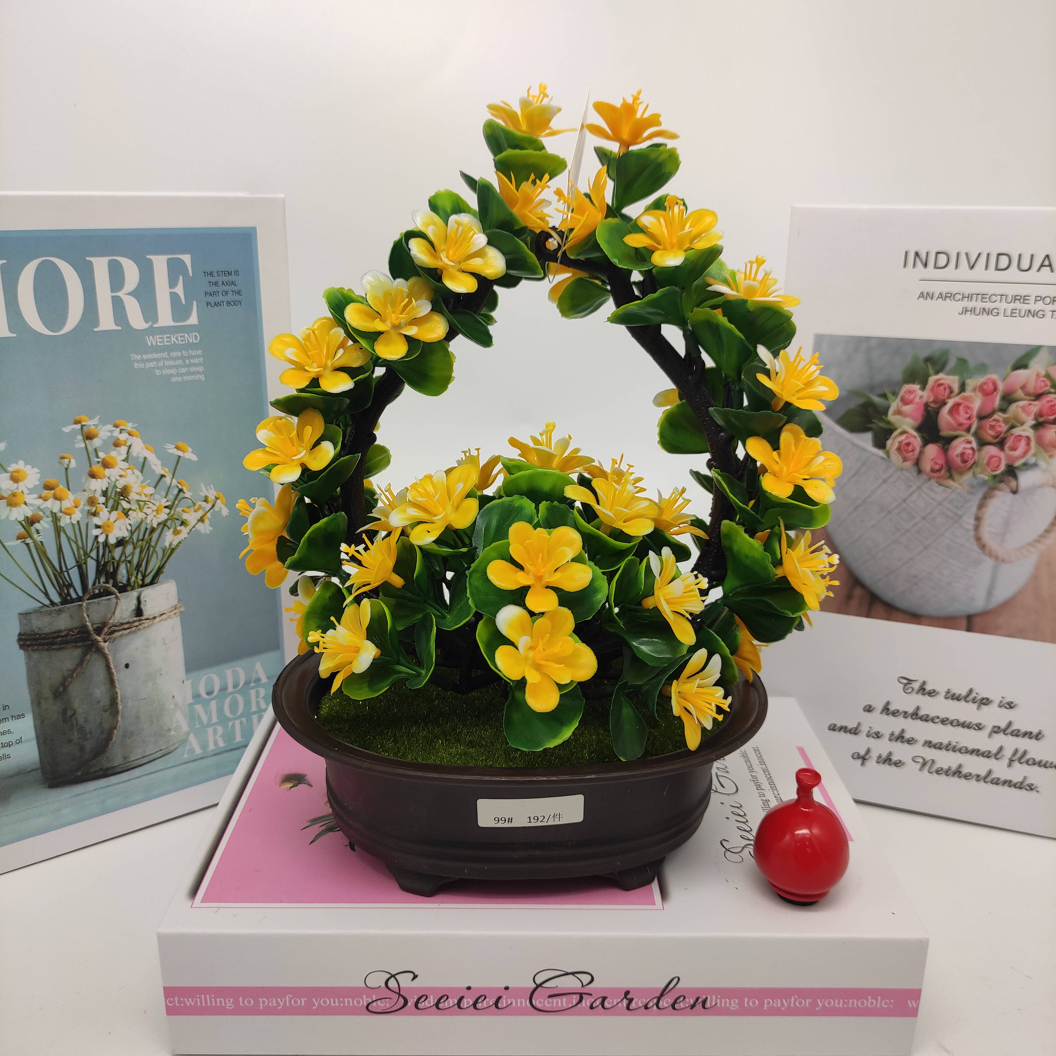 Mini artificial bonsai flowers, small potted plants, factory direct sales of artificial flower plants details Picture