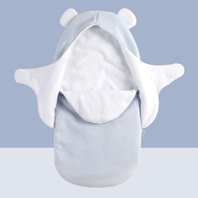 婴儿空气提花棉防惊跳秋冬加厚两用抱被新生儿抱被宝宝保暖睡袋图