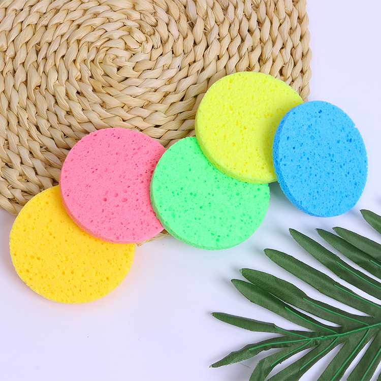 Factory wholesale round wood pulp cotton sponge face wash, makeup remover, cleansing and cleansing sponge, customizable Application Scenario