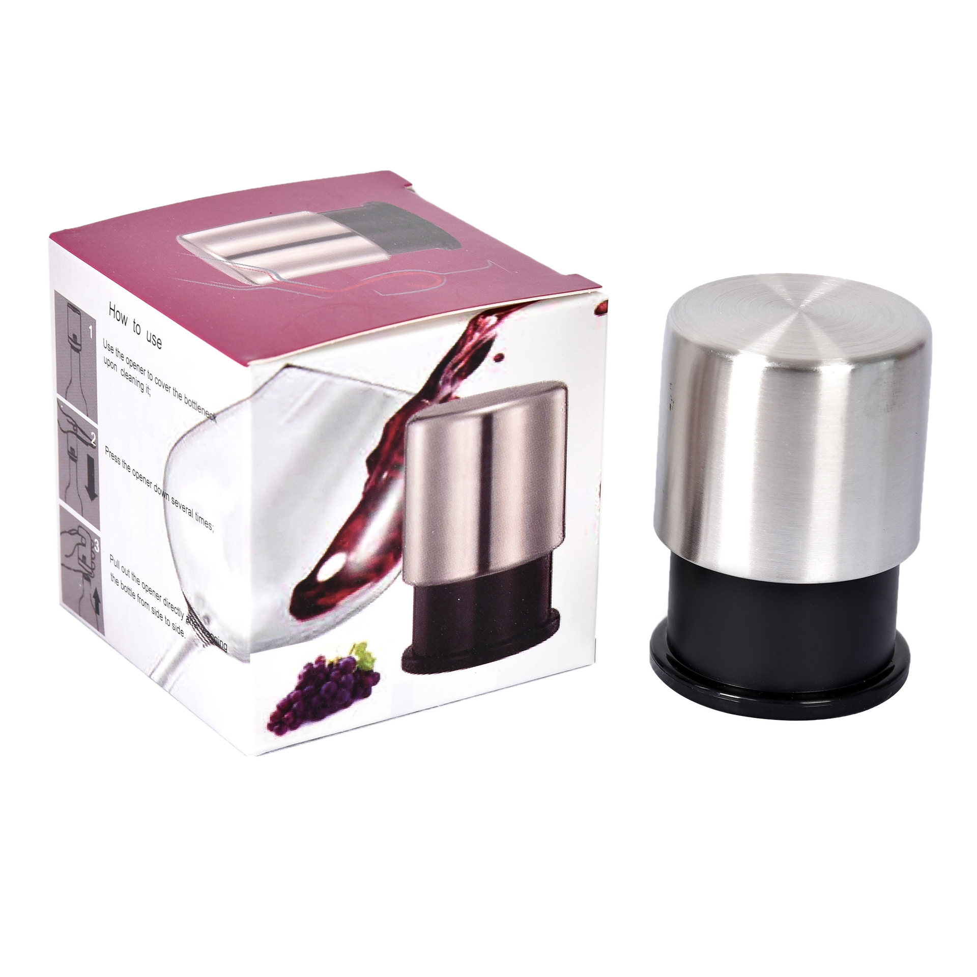 Stainless steel wine stopper, vacuum stopper, household items, wine ware accessories, practical new type of environmentally friendly wine stopper, wine stopper, wine bottle stopper, clean, hygienic, long-lasting and fresh-keeping wine stopper. details Picture