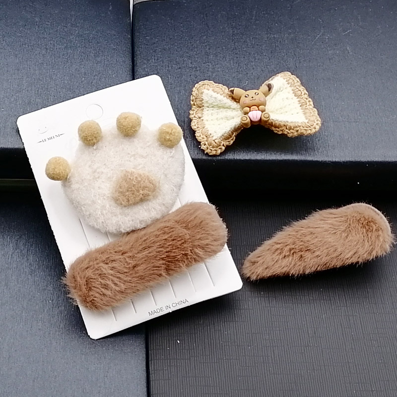 N3317 Winter Edition Wool + knitted BB clips, duck clips, hair clips, hair accessories, headwear, Japanese and Korean accessories, 2-yuan store wholesale details Picture