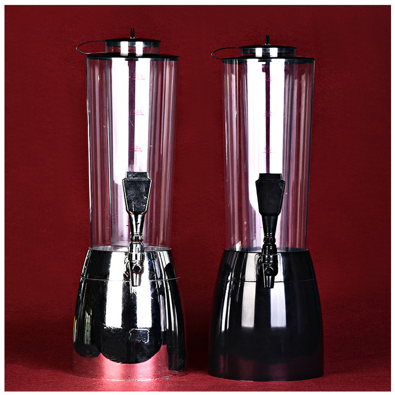 2.5L large-capacity beer cannon personalized water dispenser, wine measuring device, bar wine distribution bucket with ice column, black and silver beer cannon, bar, nightclub, restaurant, commercial beer bucket, beverage, juice, cold drink design Item Picture