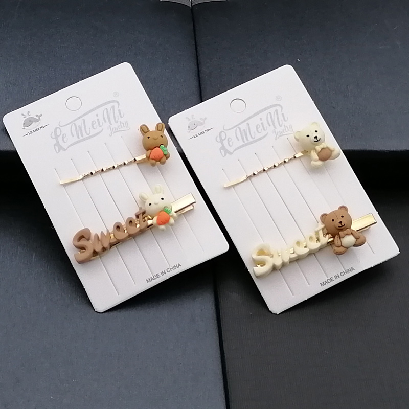 N3311 Exquisite letter duck clips + one-line hair clips, duck clips, hair clips, hair accessories, headwear, Japanese and Korean accessories 2-yuan store details Picture