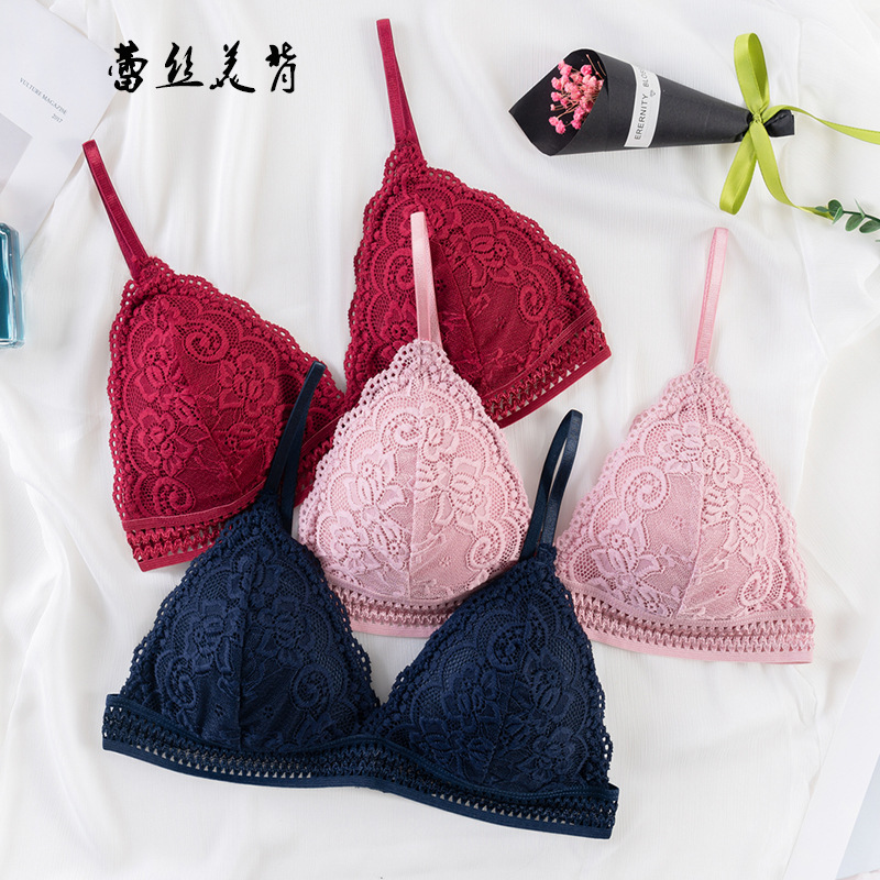 Halter strap lace back chest wrap underwear little ladies sexy sports bra back button vest top top lingerie