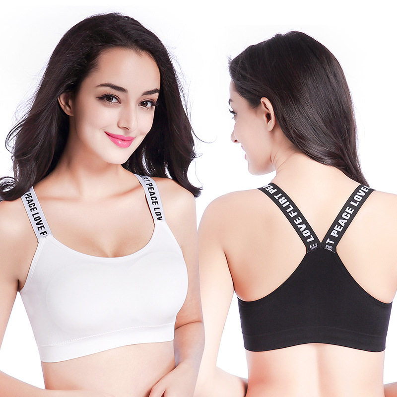 Seamless beauty back sling wrap chest top bra bottom underwear women's short yoga sports vest students