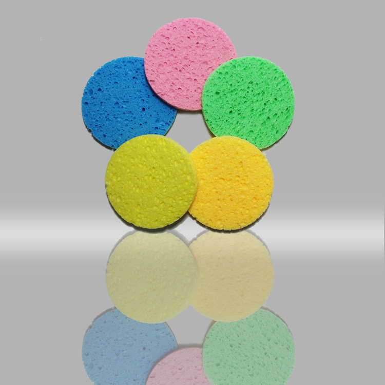 Factory wholesale round wood pulp cotton sponge face wash, makeup remover, cleansing and cleansing sponge, customizable Specification drawing