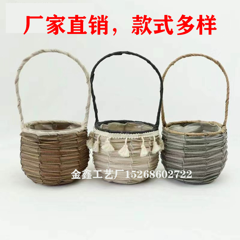 花篮手工竹编篮柳编藤编篮多肉盆栽篮婚庆伴手礼小篮花园野餐篮