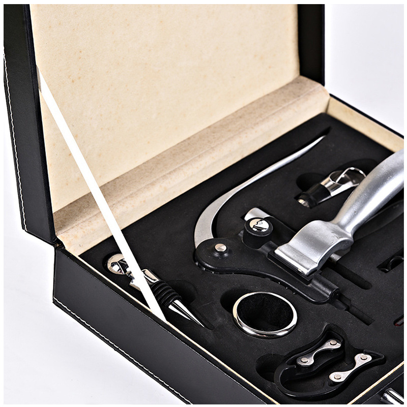 Factory direct sales of wine bottle openers, multi-piece wine sets, gift boxes, various sets of bar supplies, stainless steel cocktail mixing tools, cocktail mixing tool accessories, stainless steel wine sets. Specification image