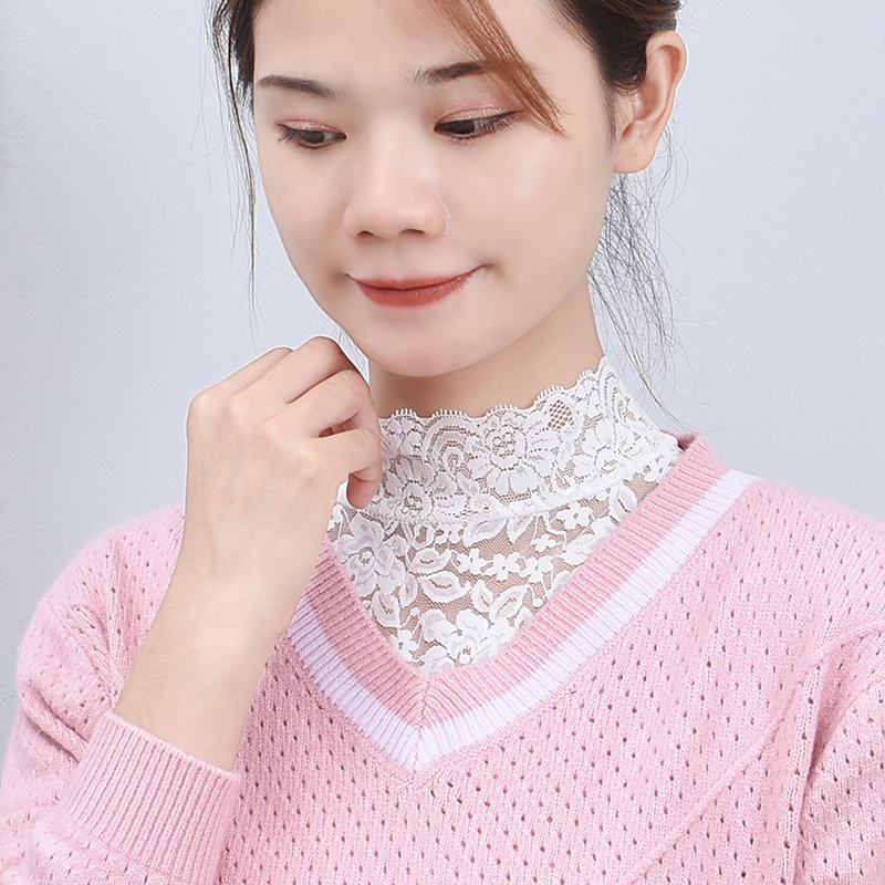 Lace high-neck false collar, versatile for children, stand-up collar base, decorative collar, sleeveless base, lace blouse, short style, sexy and transparent Application Scenario