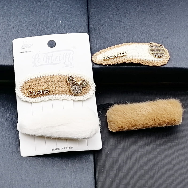 N3621 Knitted 1+1 wool BB clip, duck clip, hair clip, hair accessory, head accessory, Japanese and Korean accessories, 2-yuan store wholesale details Picture