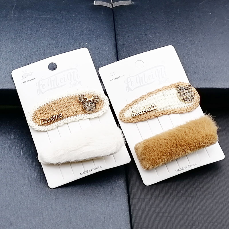 N3621 Knitted 1+1 wool BB clip, duck clip, hair clip, hair accessory, head accessory, Japanese and Korean accessories, 2-yuan store wholesale Specification image