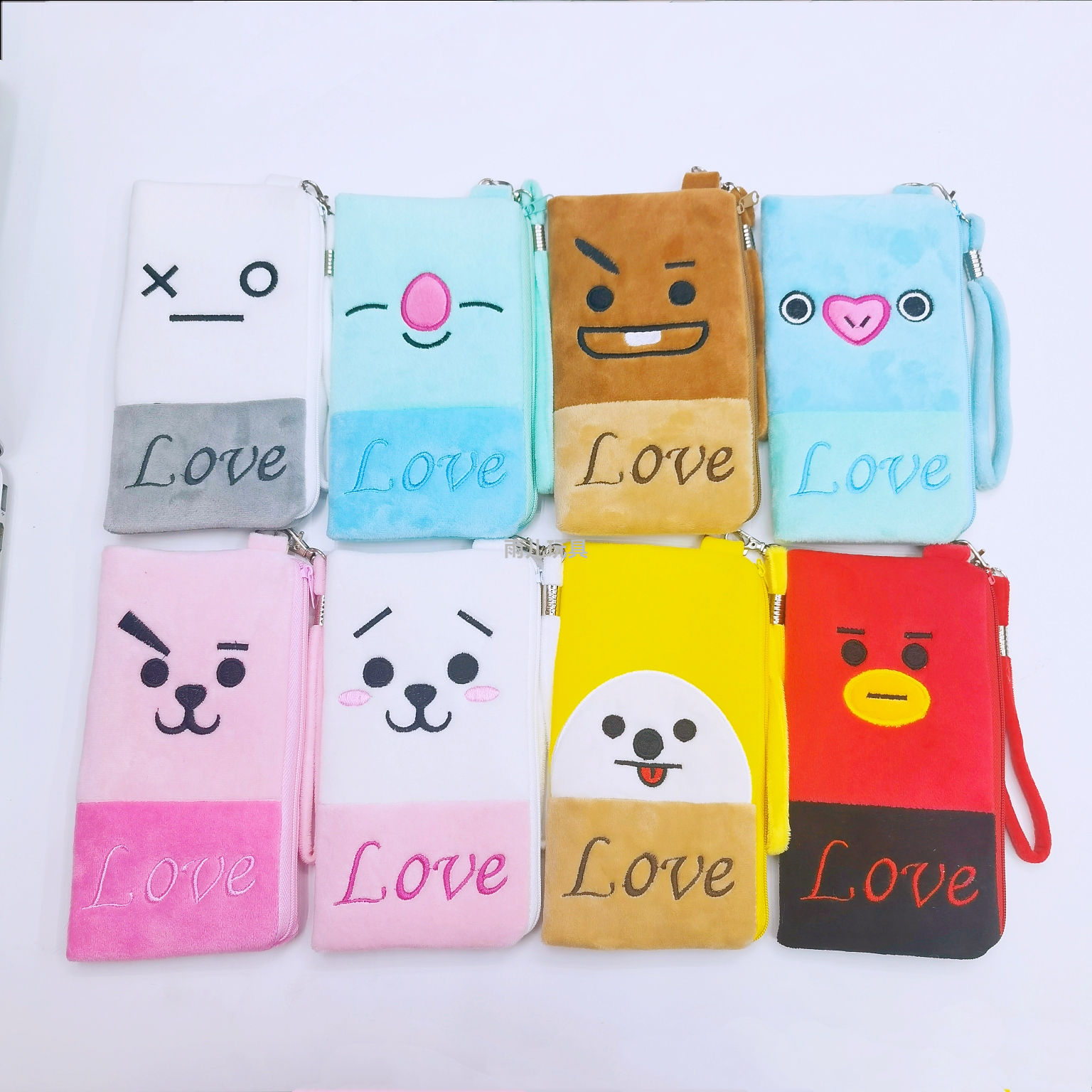 Plush coin purse, bts mobile phone bag, handbag, cartoon embroidery mobile phone bag, single-pull bag thumbnail