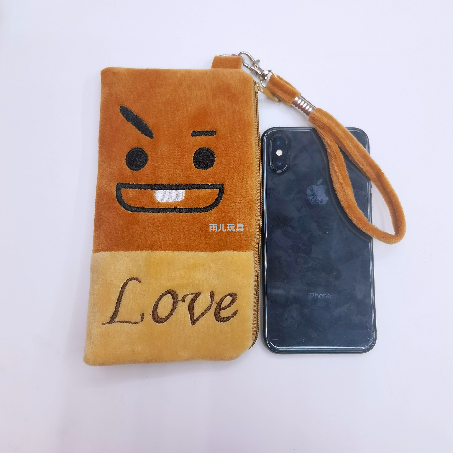 Plush coin purse, bts mobile phone bag, handbag, cartoon embroidery mobile phone bag, single-pull bag Specification drawing