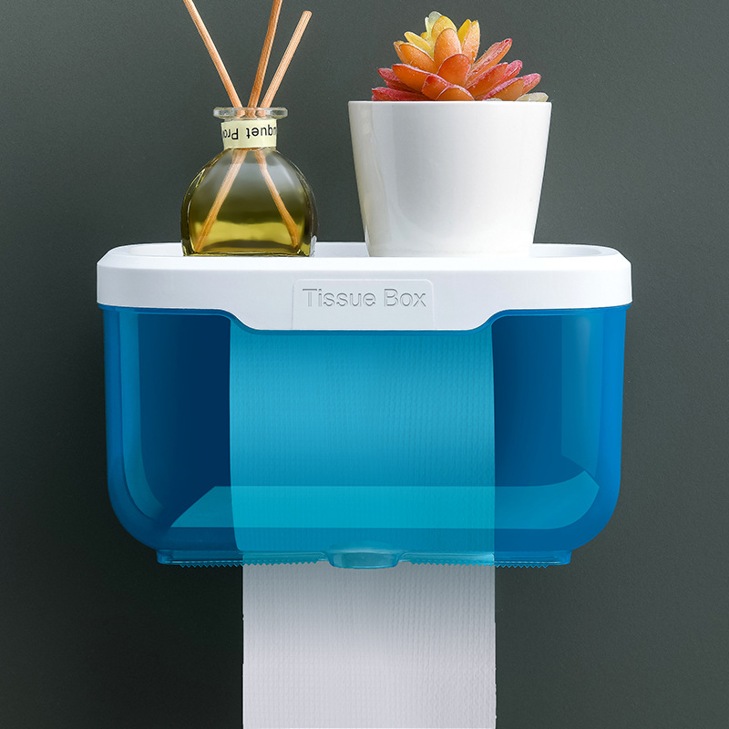 Bathroom tissue box, waterproof and non-perforating toilet tissue, toilet hand paper box, toilet paper storage rack, creative roll paper box Specification image