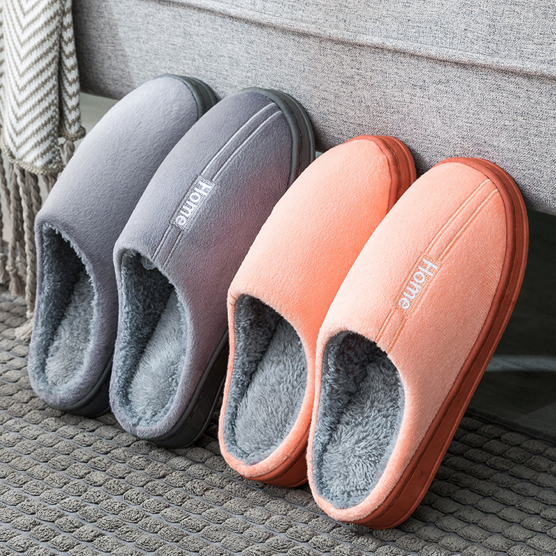 Cotton slippers for autumn and winter 2021: Men's home anti-slip indoor warm couple floor slippers, postpartum shoes, wool slippers for women