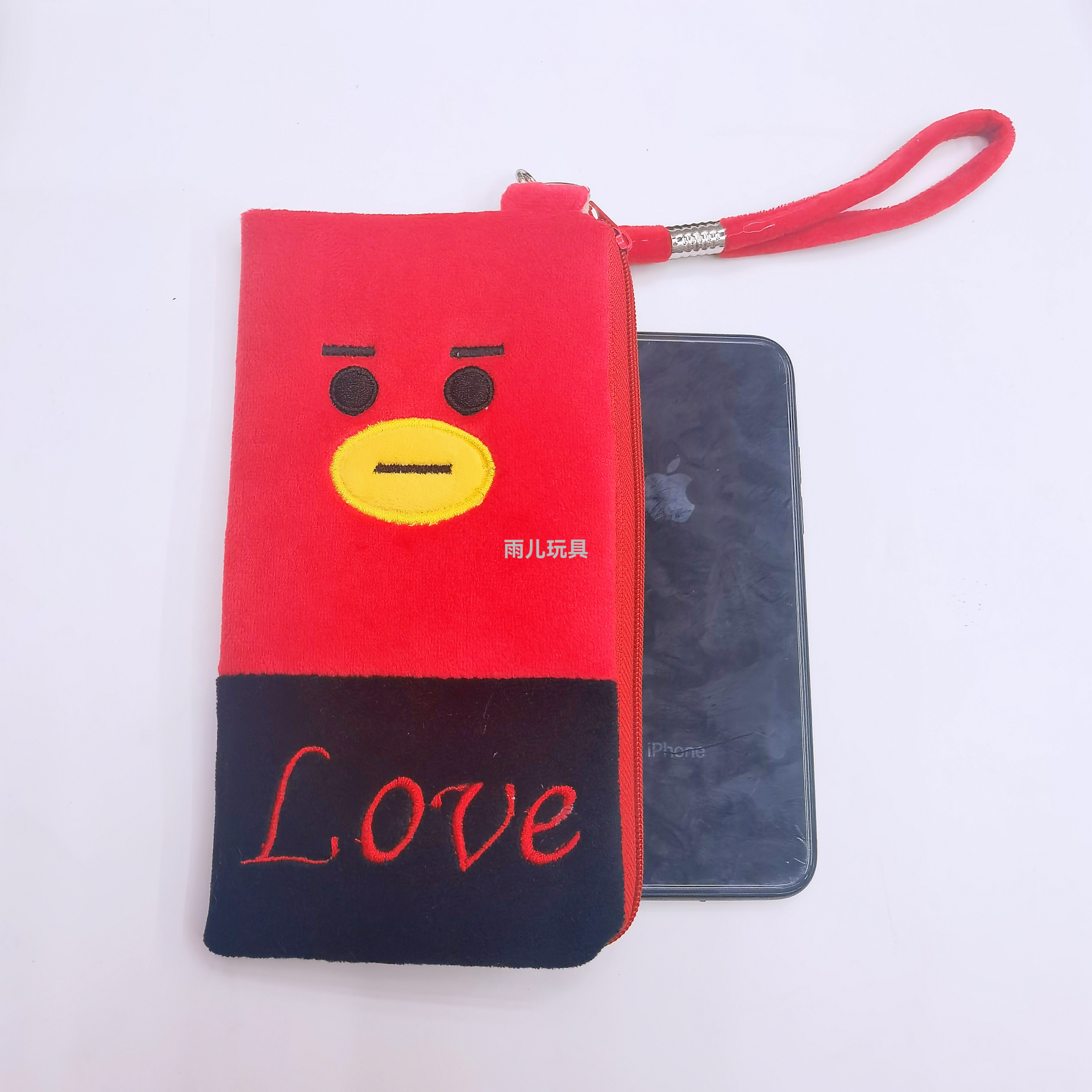Plush coin purse, bts mobile phone bag, handbag, cartoon embroidery mobile phone bag, single-pull bag Item Picture