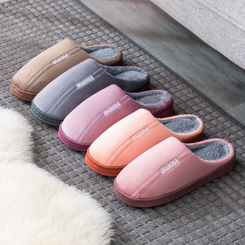 Cotton slippers for autumn and winter 2021: Men's home anti-slip indoor warm couple floor slippers, postpartum shoes, wool slippers for women Specification image
