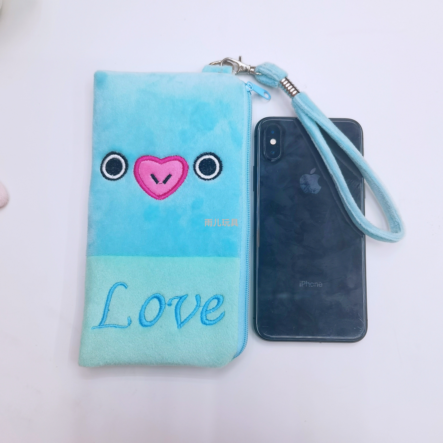 Plush coin purse, bts mobile phone bag, handbag, cartoon embroidery mobile phone bag, single-pull bag details Picture