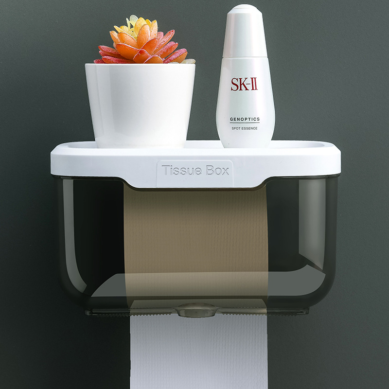 Bathroom tissue box, waterproof and non-perforating toilet tissue, toilet hand paper box, toilet paper storage rack, creative roll paper box details Picture