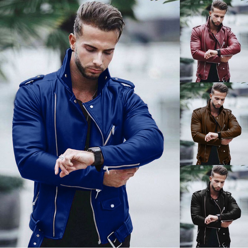 wish AliExpress, a new autumn and winter collection of stylish, form-fitting and casual leather jackets for men from Europe and America Application Scenario