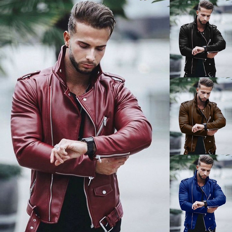 wish AliExpress, a new autumn and winter collection of stylish, form-fitting and casual leather jackets for men from Europe and America