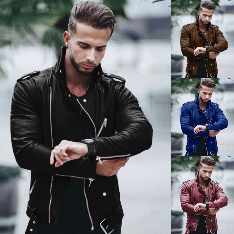 wish AliExpress, a new autumn and winter collection of stylish, form-fitting and casual leather jackets for men from Europe and America details Picture