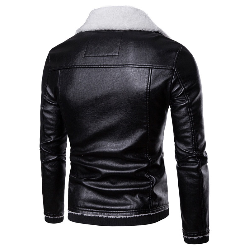 A winter lapel casual sheepskin leather jacket for men on Amazon, an oversized thickened leather jacket for men Application Scenario