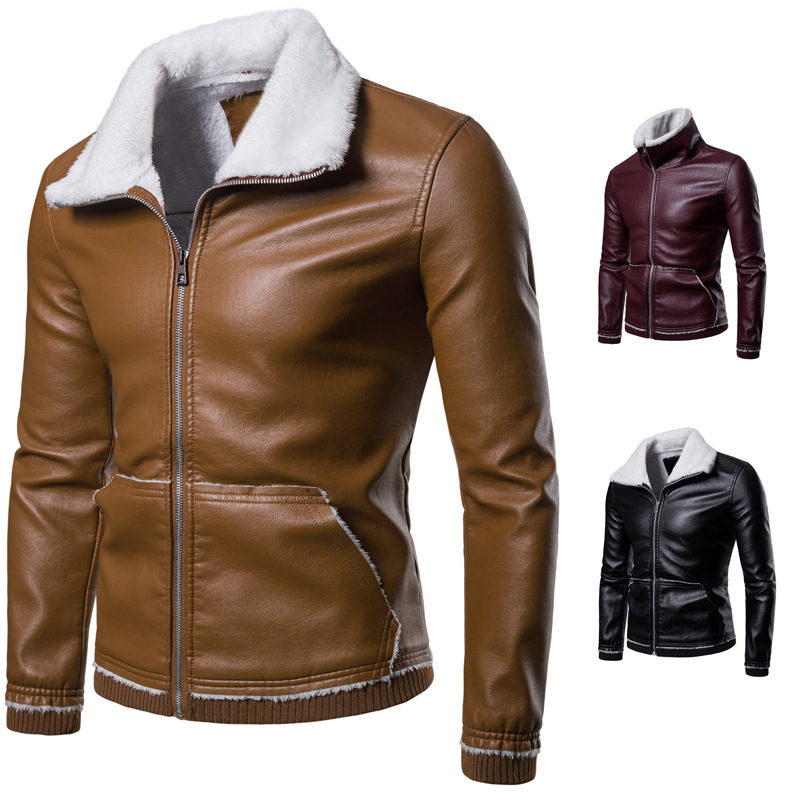 A winter lapel casual sheepskin leather jacket for men on Amazon, an oversized thickened leather jacket for men