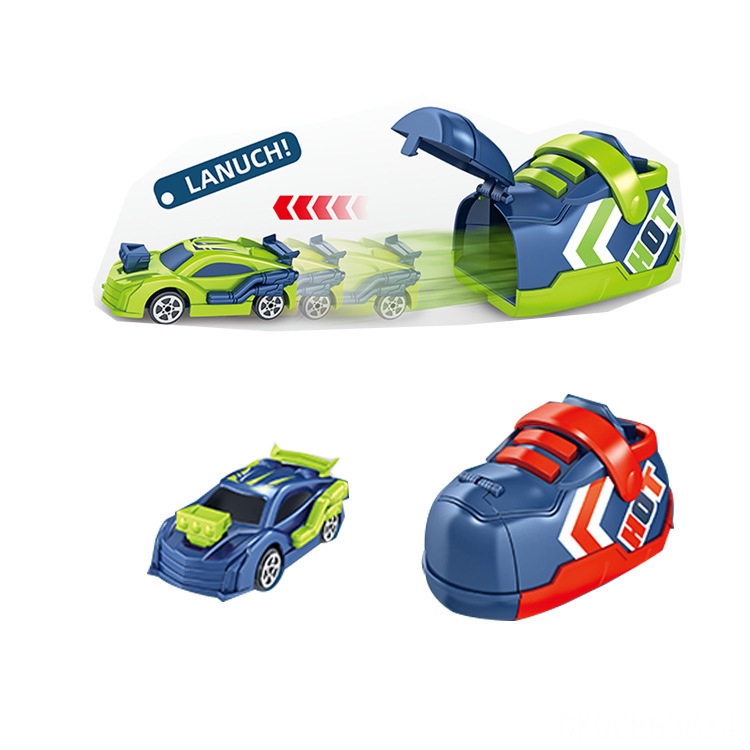 Foreign trade cross-border cartoon model car, boy running shoes, ejection car set, mini racing car, competitive toy h details Picture