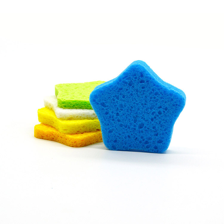 Wholesale wood pulp cotton star-shaped German fiber wood pulp cotton makeup remover wood pulp sponge powder puff cleaning face wash puff details Picture