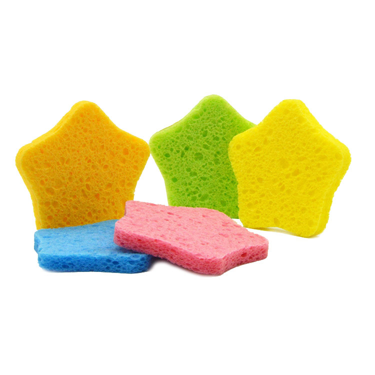 Wholesale wood pulp cotton star-shaped German fiber wood pulp cotton makeup remover wood pulp sponge powder puff cleaning face wash puff full figure